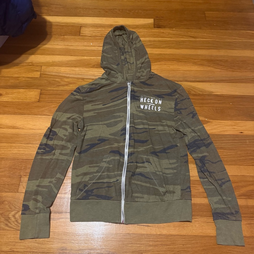 heck on wheels camo lightweight zipper sweatshirt
